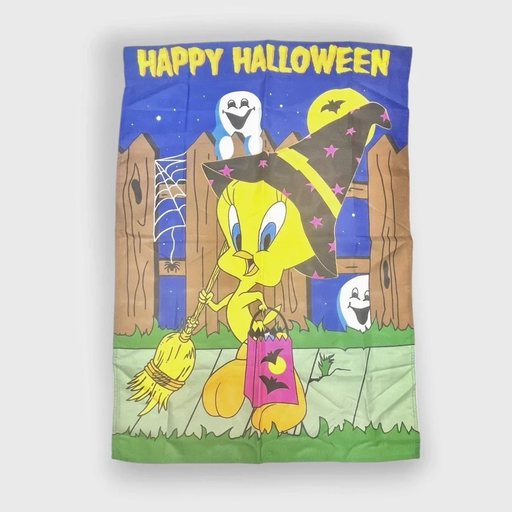 Vintage 90s Disney Winnie The Pooh Tigger Tweety Bird House Garden Flag Outdoor